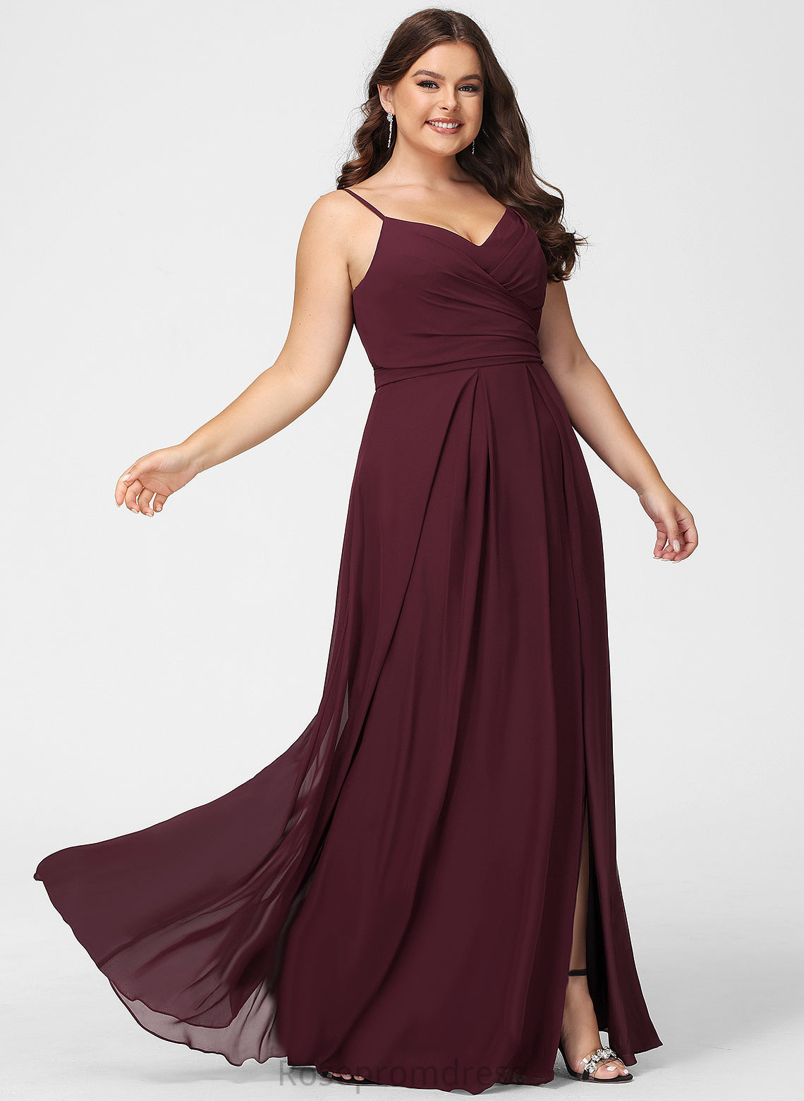 V-Neck Length Straps&Sleeves Neckline Fabric Floor-Length A-line Silhouette Anya Floor Length Sleeveless Spaghetti Staps Bridesmaid Dresses