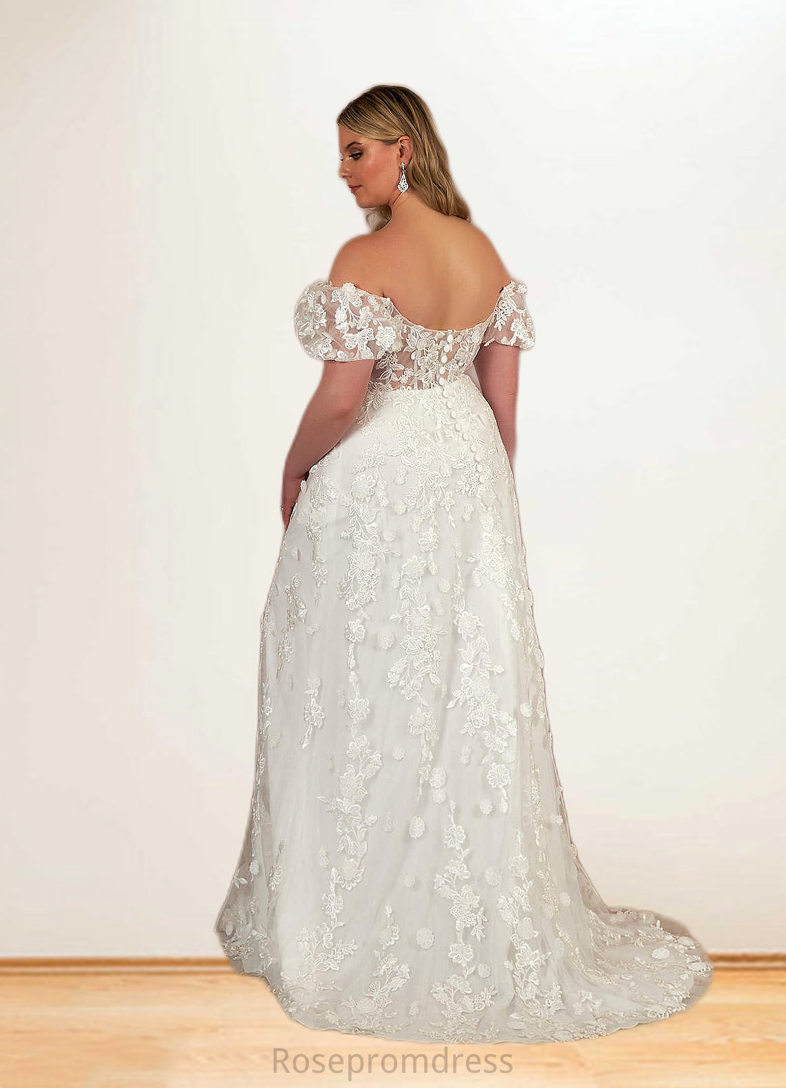 Sara A-Line Lace Sweep Train Dress SRSP0020025