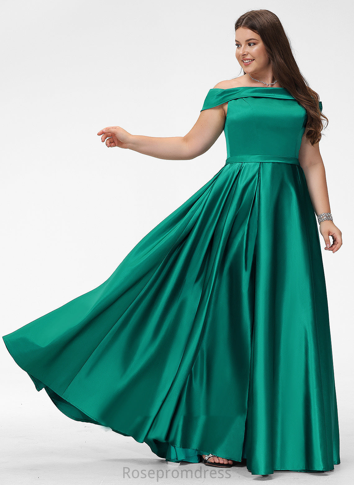 Neckline Length Straps&Sleeves Sleeveless Fabric BackStyle Floor-Length Satin Off-the-Shoulder Vivien Bridesmaid Dresses