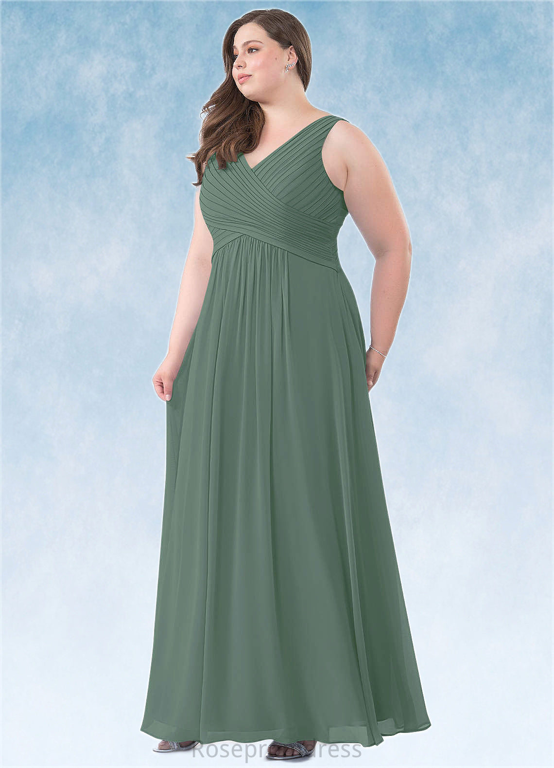 Sharon A-Line Pleated Chiffon Floor-Length Dress SRSP0019699