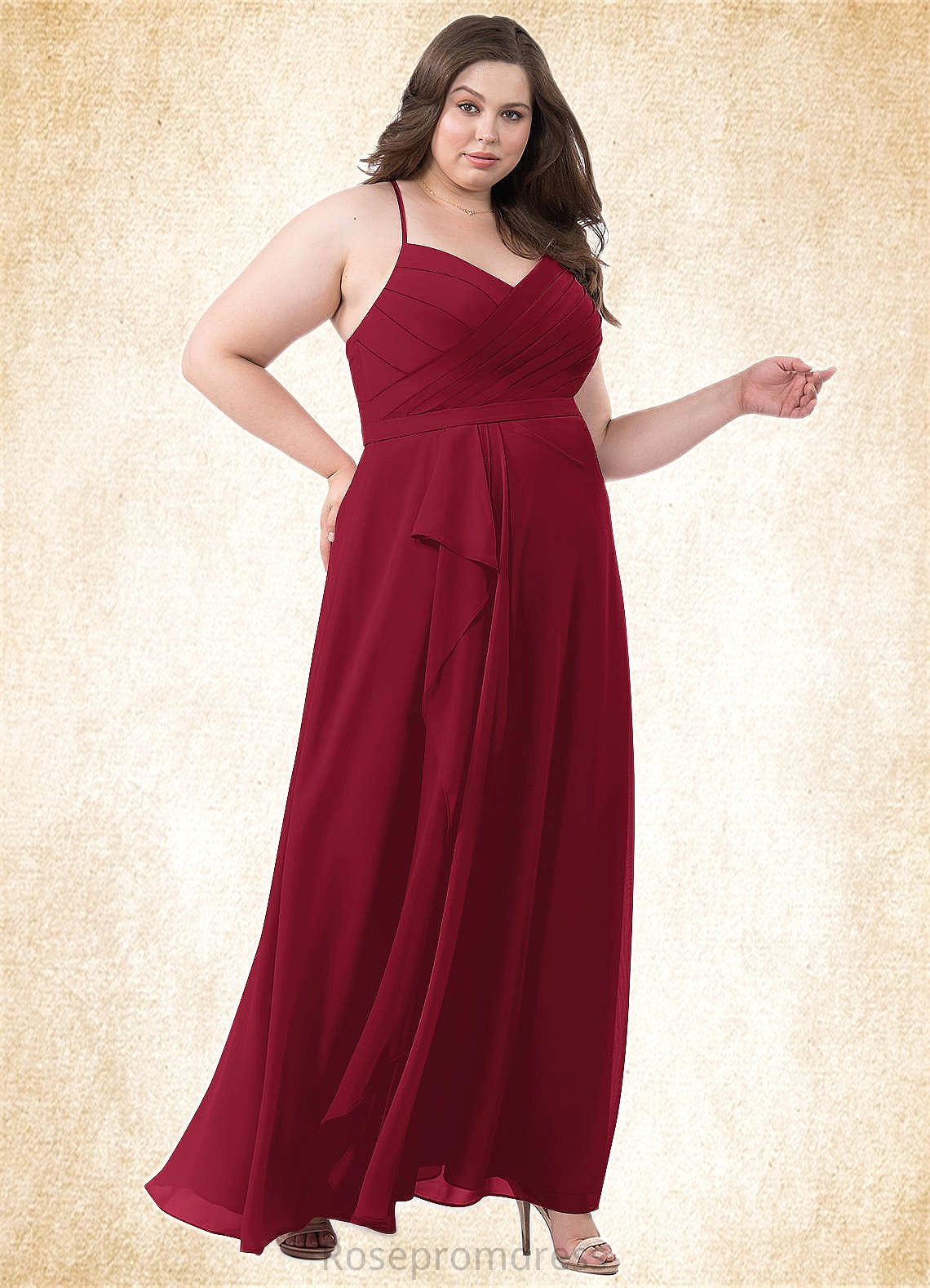 Sandra A-Line Pleated Chiffon Floor-Length Dress SRSP0019722