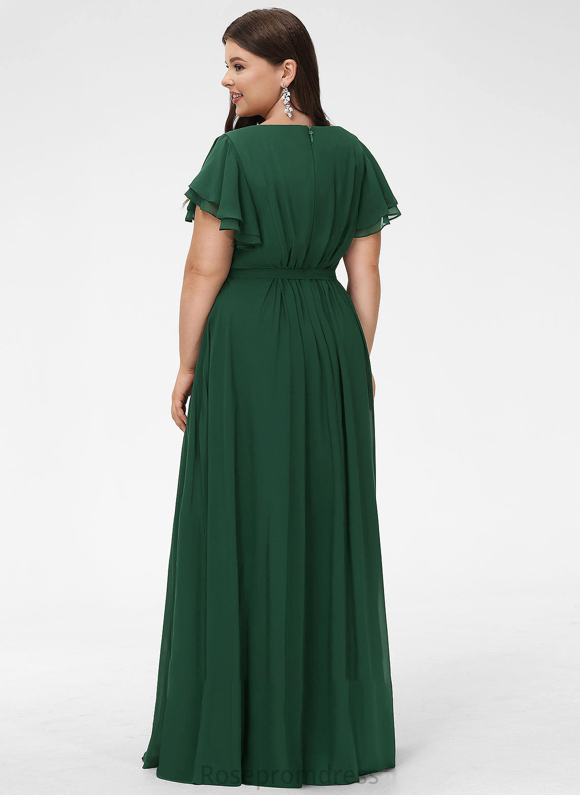 Floor-Length Neckline Ruffle Length A-Line Silhouette ScoopNeck Fabric Embellishment Erika Spandex Natural Waist Bridesmaid Dresses