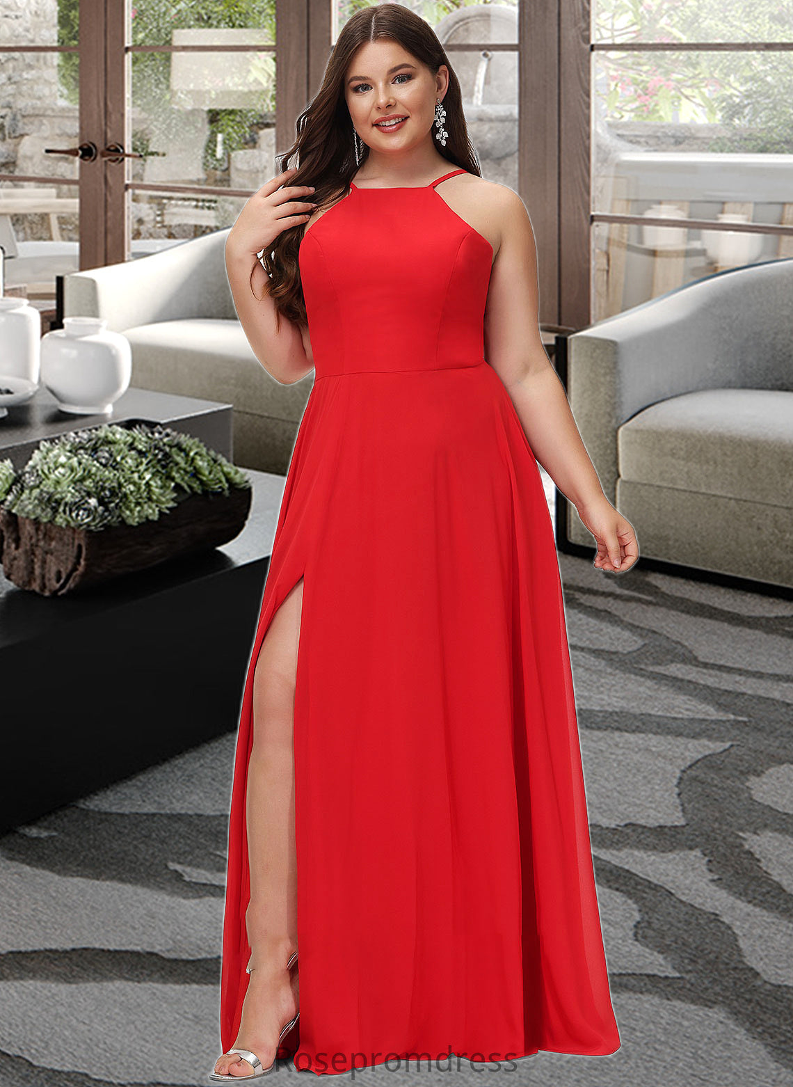Miranda A-Line Scoop Neck Floor-Length Bridesmaid Dress SRSP0012779