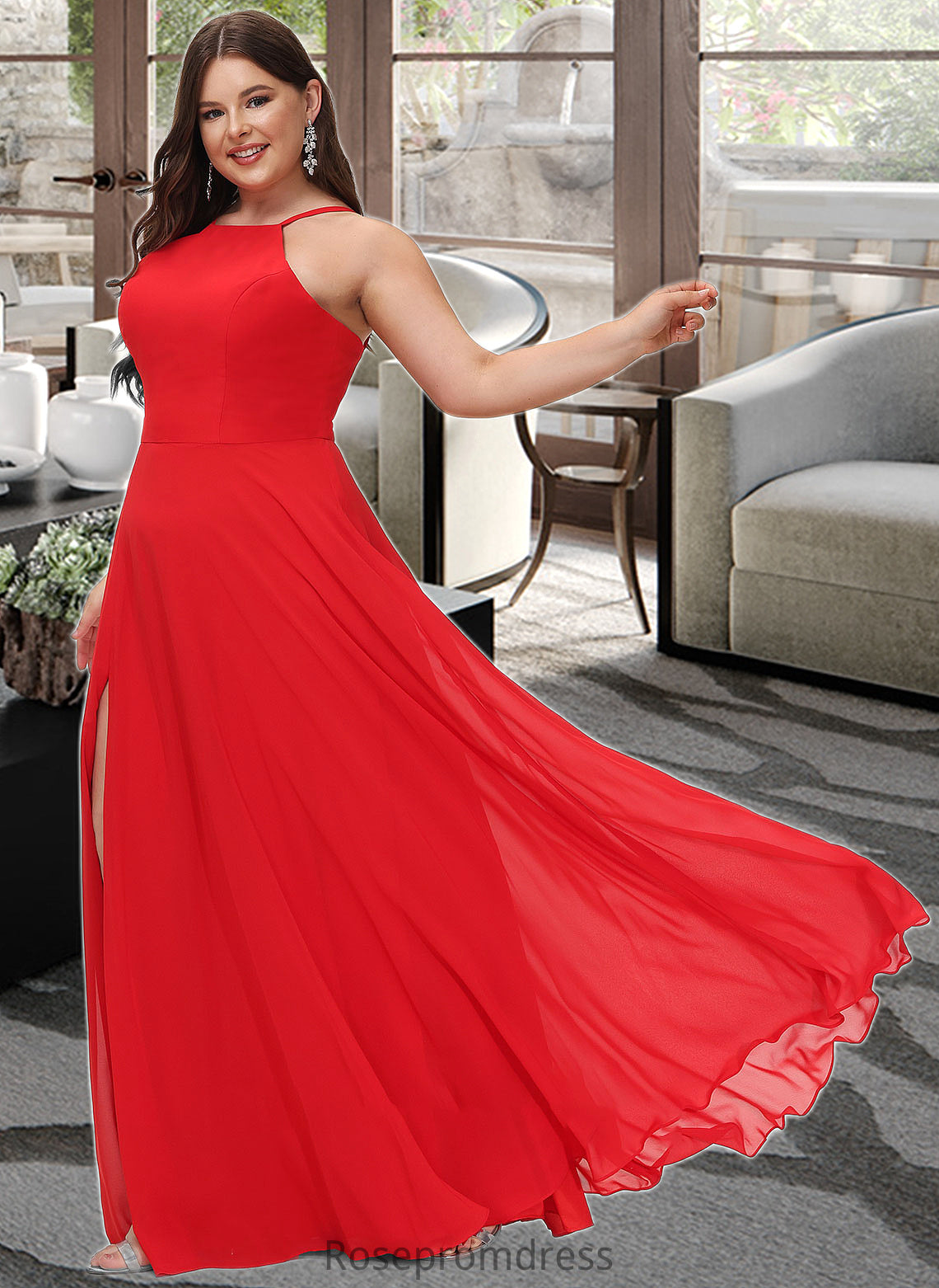 Miranda A-Line Scoop Neck Floor-Length Bridesmaid Dress SRSP0012779
