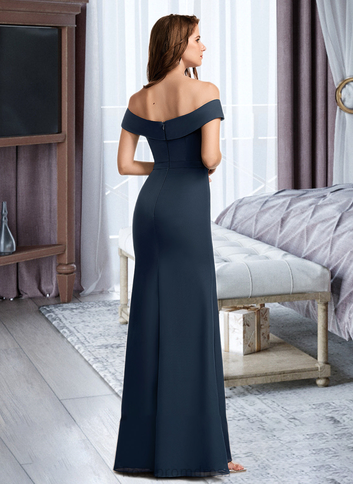 Jadyn A-Line Off-the-Shoulder Floor-Length Bridesmaid Dress With Ruffle SRSP0012807