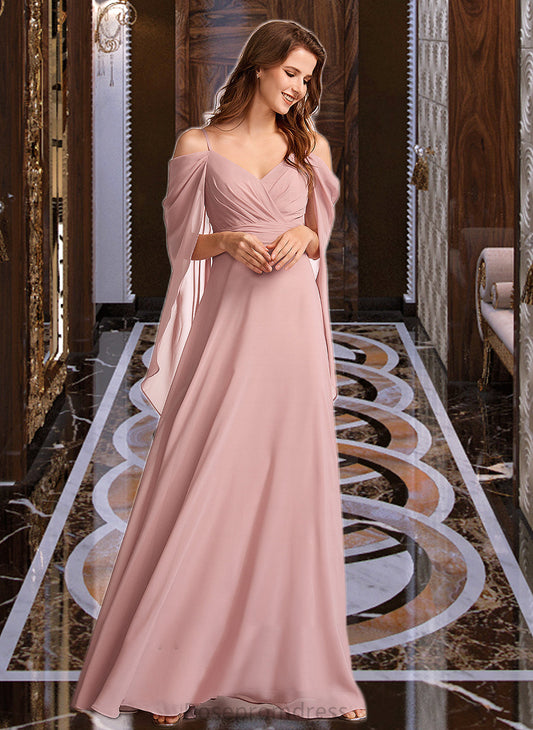 Jaelyn A-Line V-neck Floor-Length Bridesmaid Dress SRSP0012810