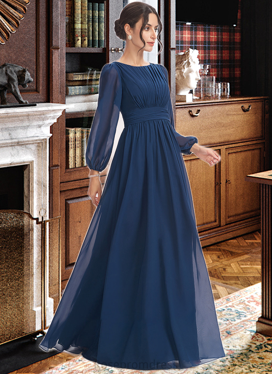 Saniya A-Line Floor-Length Bridesmaid Dress With Ruffle SRSP0012816