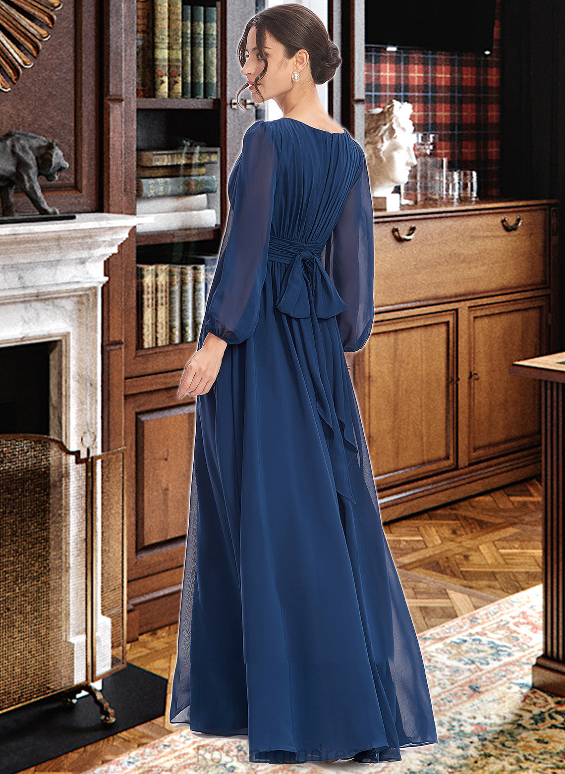 Saniya A-Line Floor-Length Bridesmaid Dress With Ruffle SRSP0012816