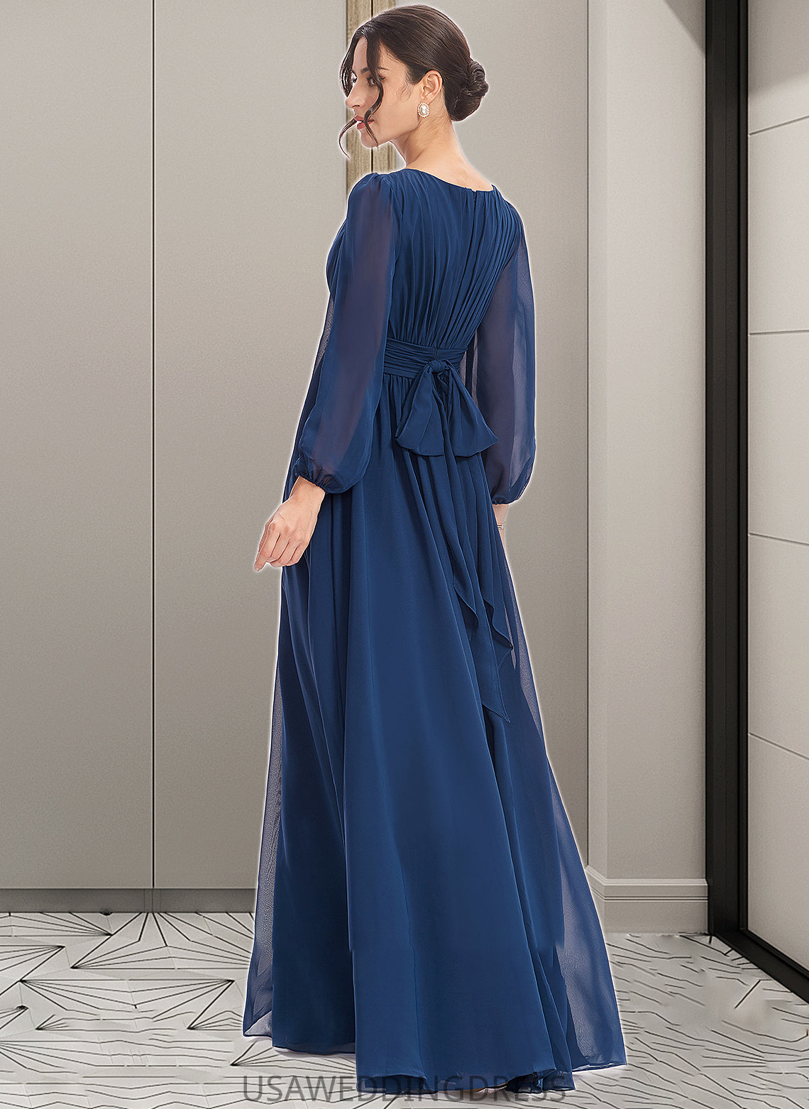 Norma A-Line Floor-Length Bridesmaid Dress With Ruffle DSP0012816