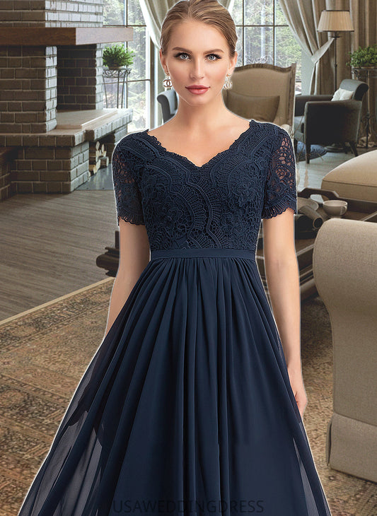 Marian A-Line V-neck Floor-Length Chiffon Bridesmaid Dress DSP0012821