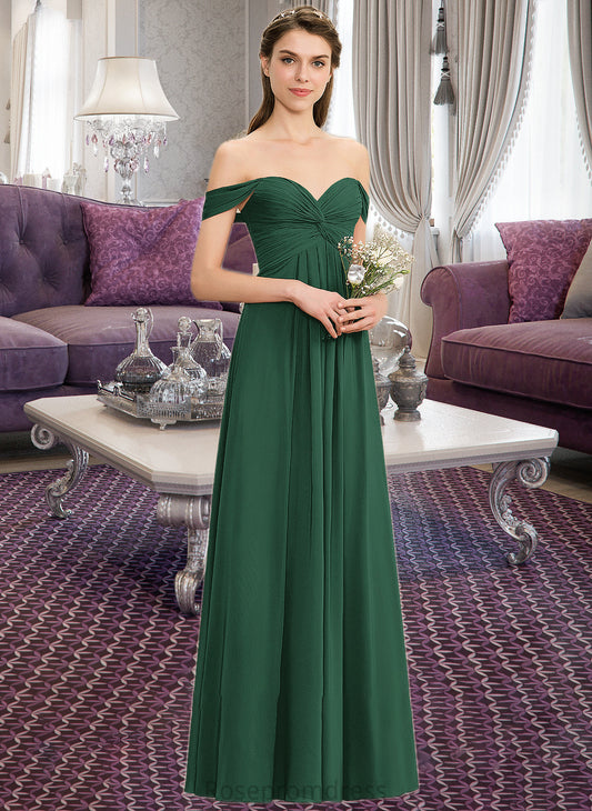 Kasey A-line Off the Shoulder Floor-Length Chiffon Bridesmaid Dress With Ruffle SRSP0012825