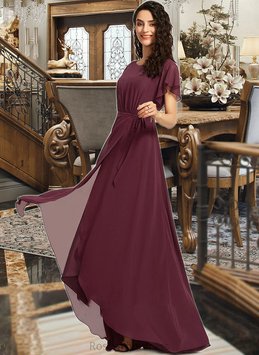 Zara A-Line Scoop Neck Asymmetrical Bridesmaid Dress With Ruffle SRSP0012831