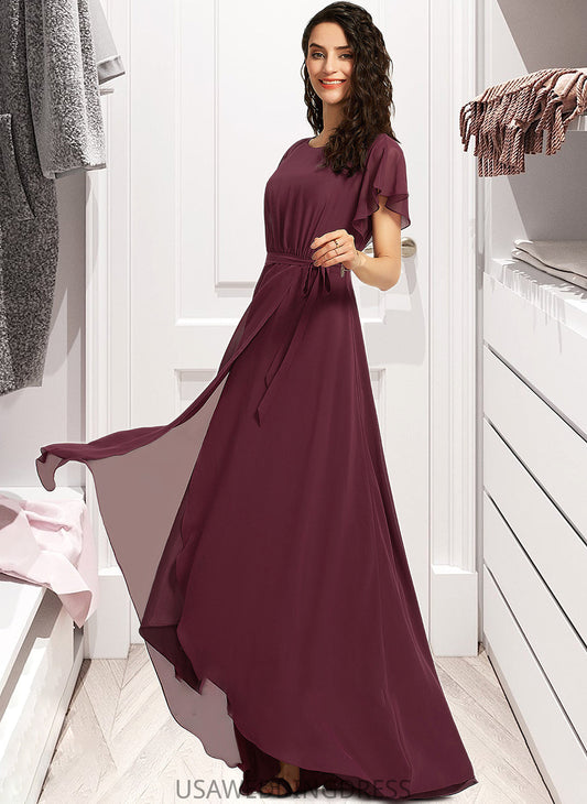 Yuliana A-Line Scoop Neck Asymmetrical Bridesmaid Dress With Ruffle DSP0012831