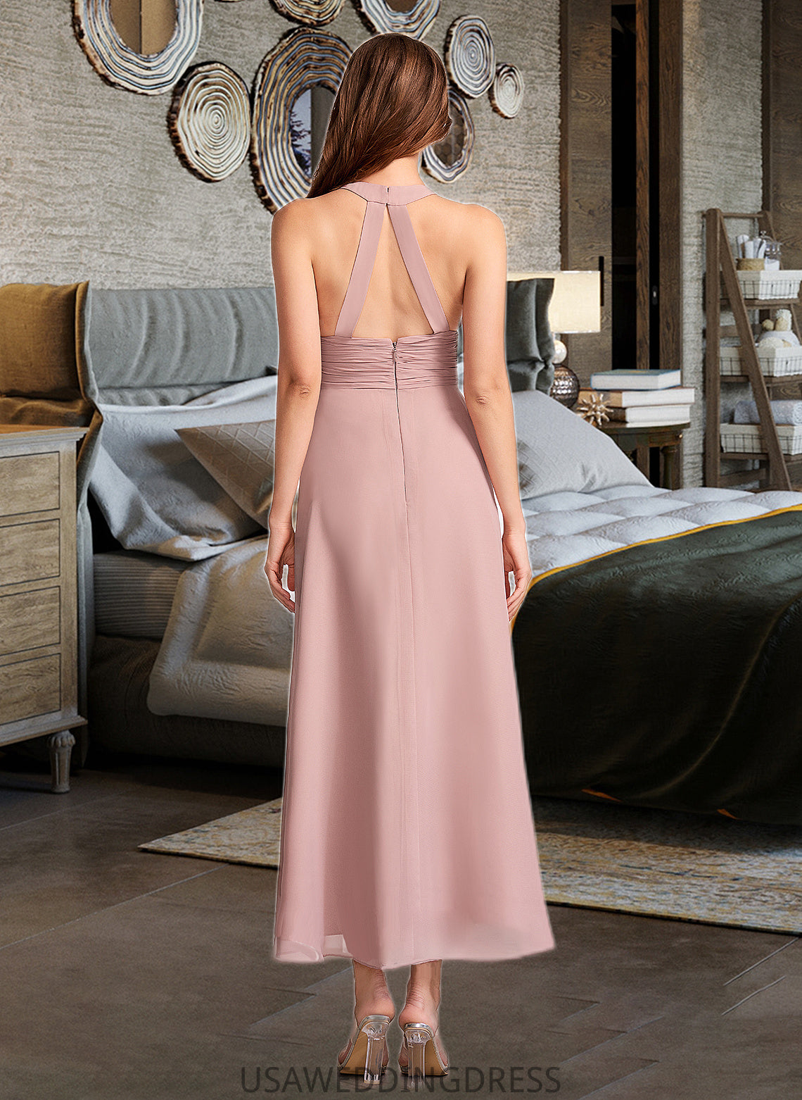 Sophia A-Line V-neck Asymmetrical Bridesmaid Dress With Split Front DSP0012833