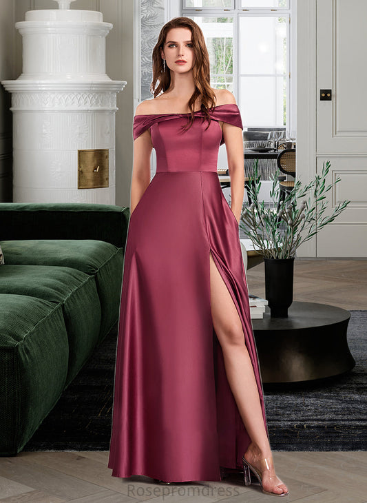 Nadia A-Line Off-the-Shoulder Floor-Length Bridesmaid Dress With Split Front SRSP0012845