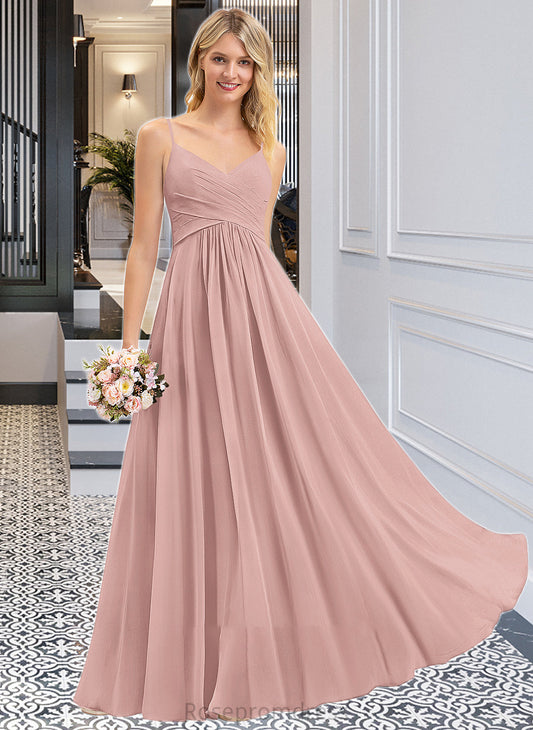 Jasmin A-LineV-neckFloor-LengthChiffonBridesmaidDressWithRuffle#251358 SRSP0012849