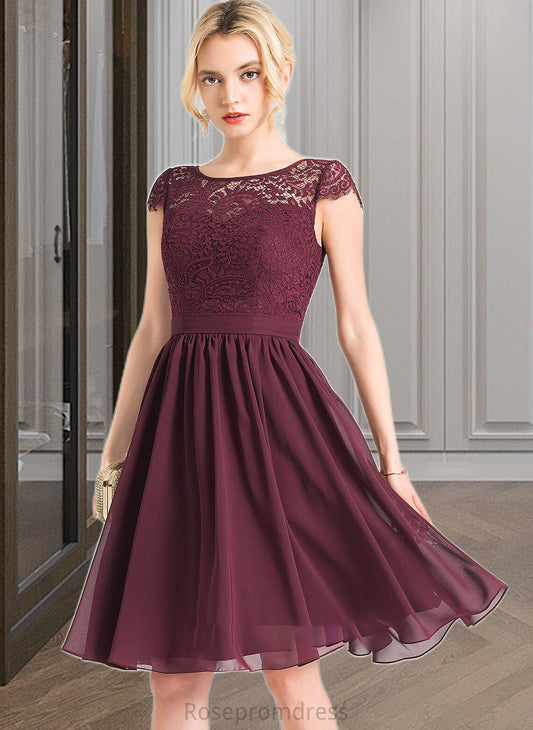 Lina A-Line Scoop Neck Knee-Length Chiffon Bridesmaid Dress SRSP0012869