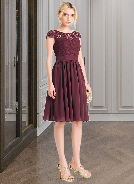 Lina A-Line Scoop Neck Knee-Length Chiffon Bridesmaid Dress SRSP0012869