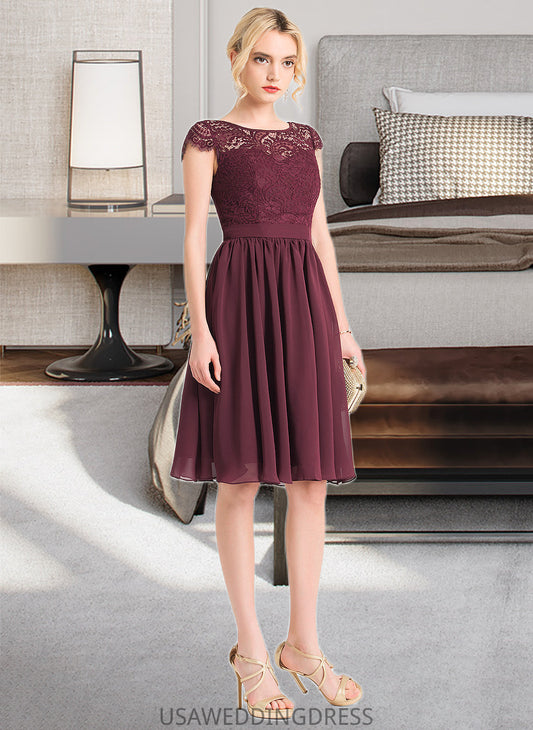 Pru A-Line Scoop Neck Knee-Length Chiffon Bridesmaid Dress DSP0012869