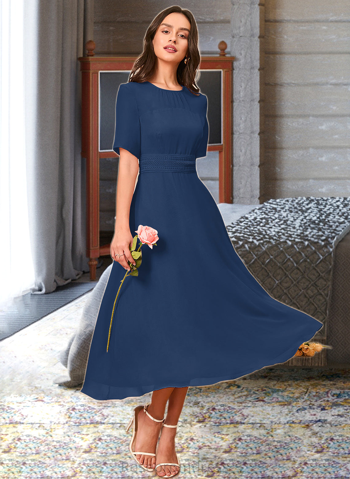 Tess A-Line Knee-Length Bridesmaid Dress SRSP0012894