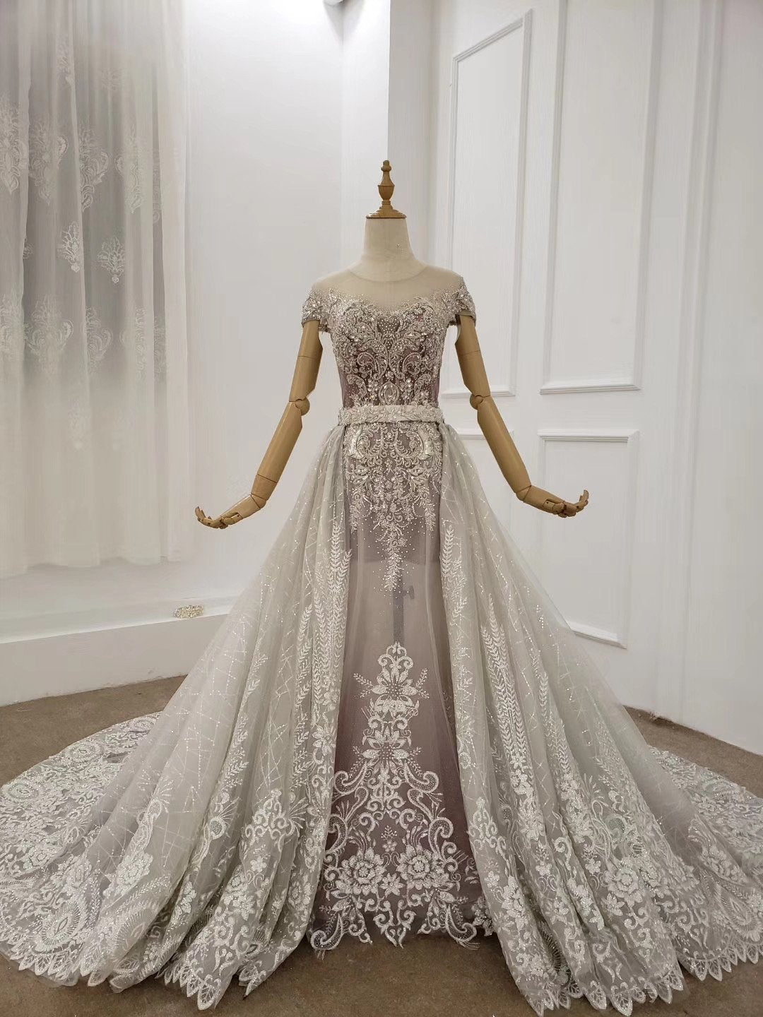 Princess Ball Gown Round Neck Beads Appliques Quinceanera Dresses, Formal SRS20483