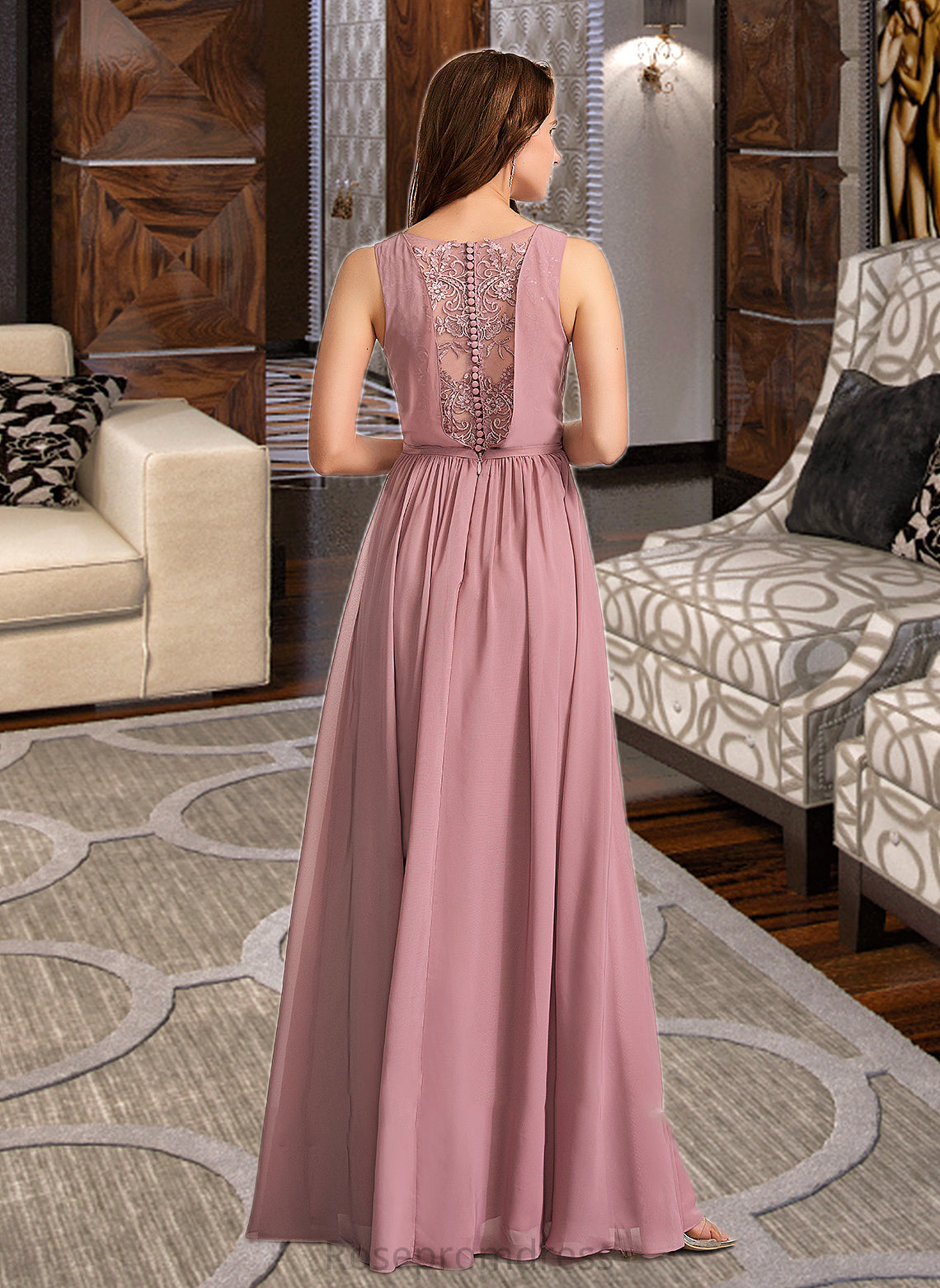 Essence A-Line Floor-Length Bridesmaid Dress SRSP0012922