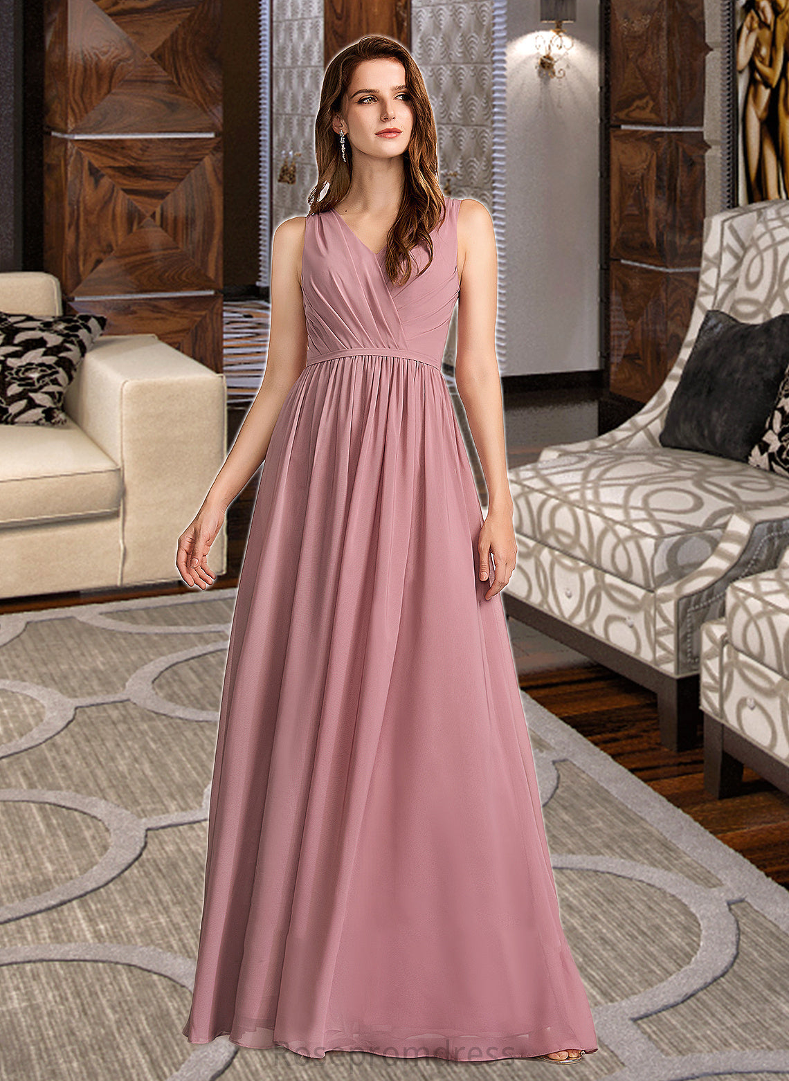 Essence A-Line Floor-Length Bridesmaid Dress SRSP0012922