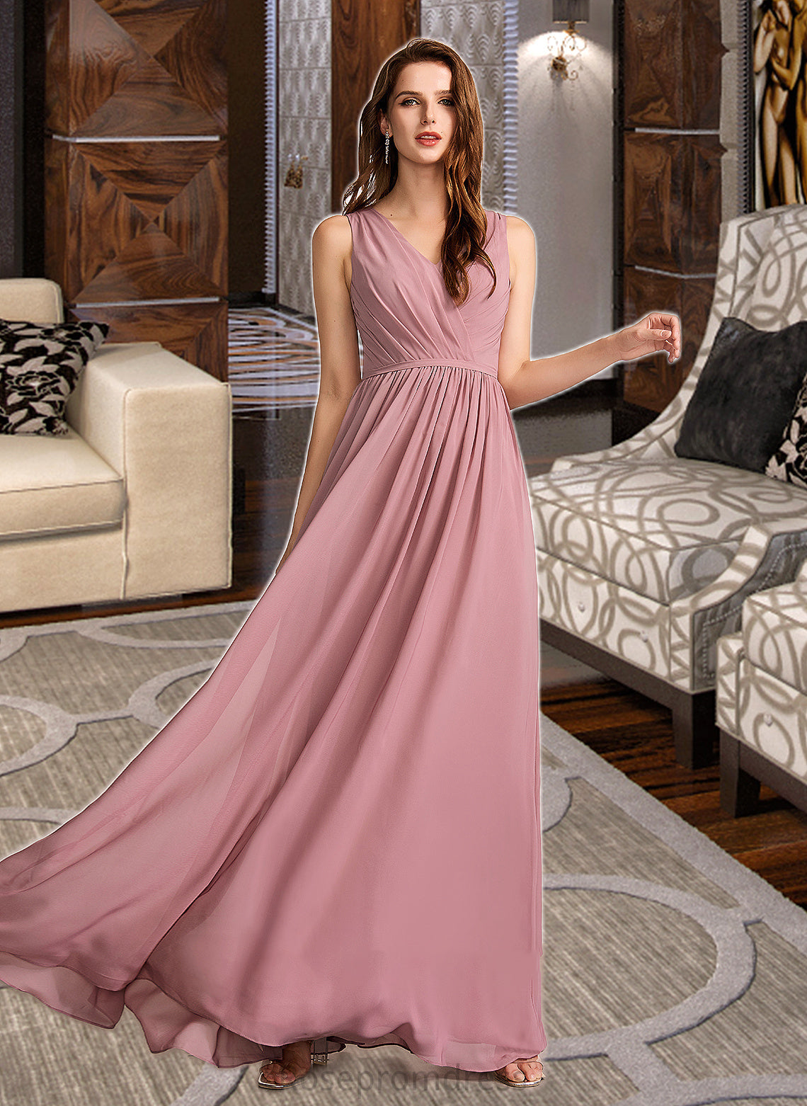 Essence A-Line Floor-Length Bridesmaid Dress SRSP0012922