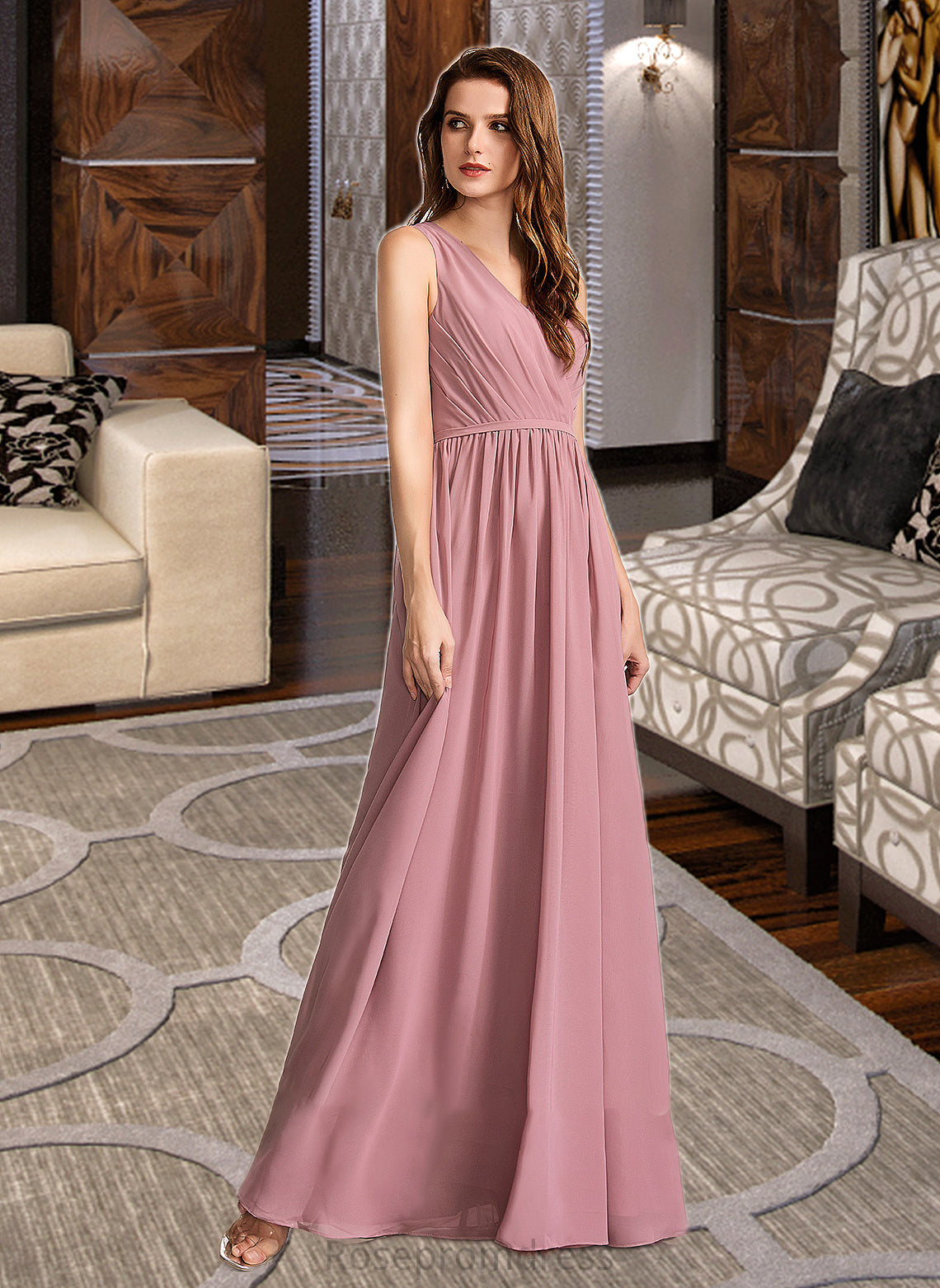 Essence A-Line Floor-Length Bridesmaid Dress SRSP0012922