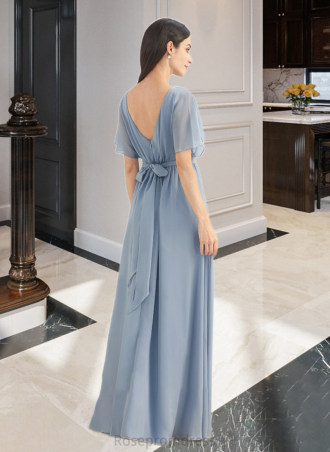 Brenda A-Line Floor-Length Bridesmaid Dress With Ruffle Split Front SRSP0012925