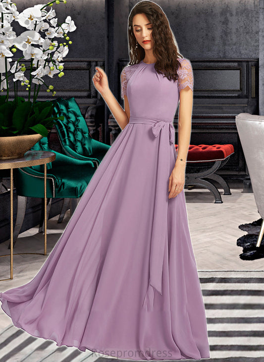 Katie A-Line Scoop Neck Floor-Length Bridesmaid Dress SRSP0012952