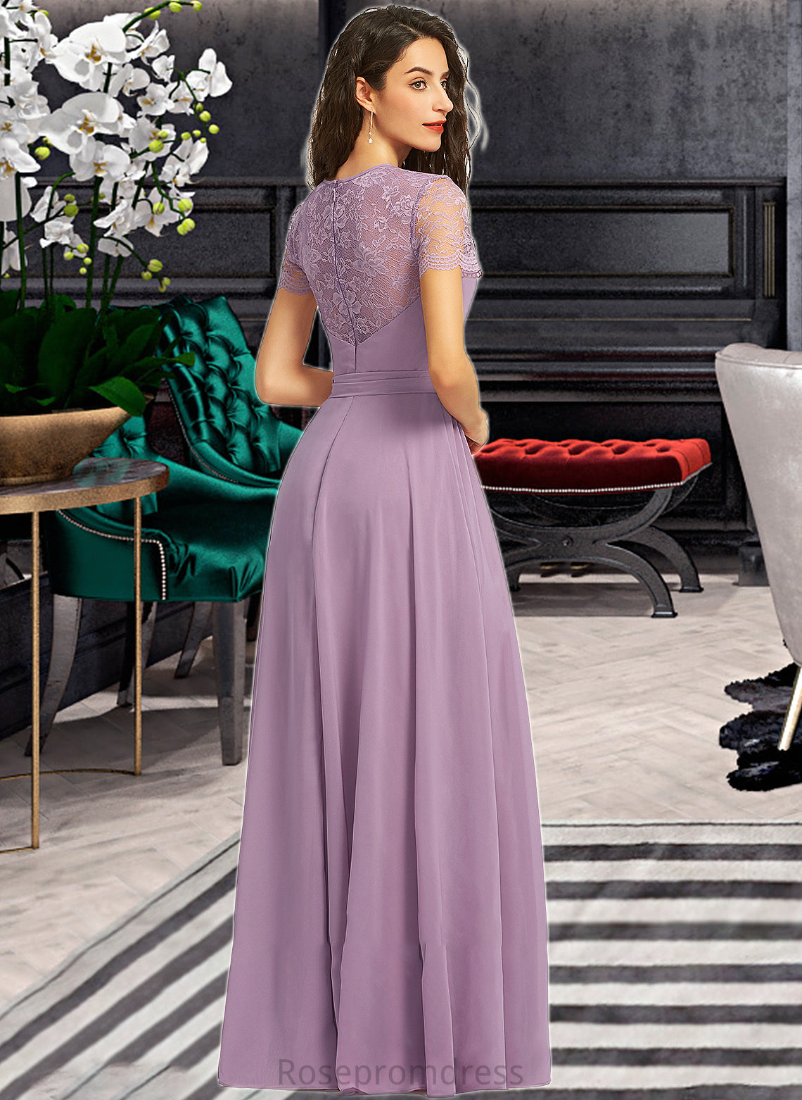 Katie A-Line Scoop Neck Floor-Length Bridesmaid Dress SRSP0012952