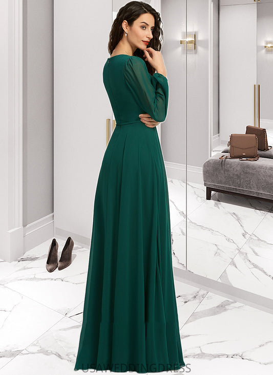 Patti A-Line V-neck Floor-Length Bridesmaid Dress With Split Front DSP0012953