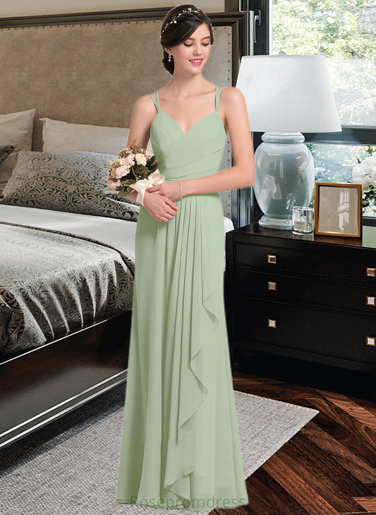 Kelly A-line Sweetheart Floor-Length Chiffon Bridesmaid Dress With Cascading Ruffles SRSP0012957