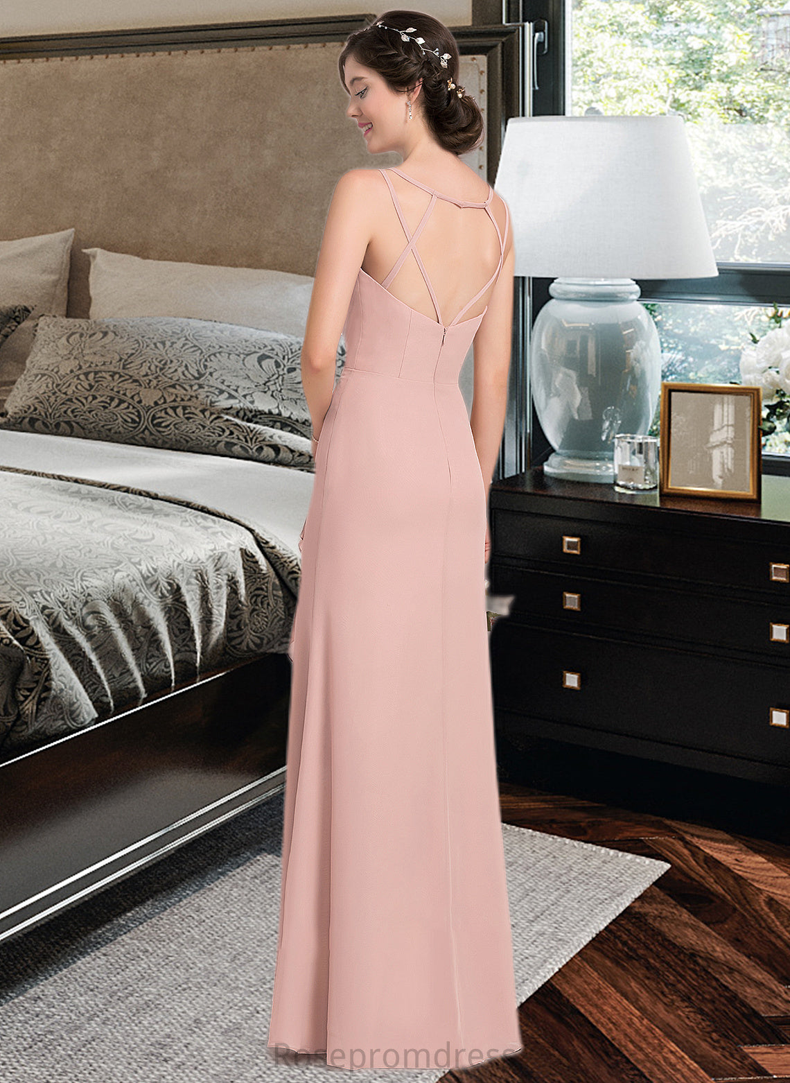 Kelly A-line Sweetheart Floor-Length Chiffon Bridesmaid Dress With Cascading Ruffles SRSP0012957