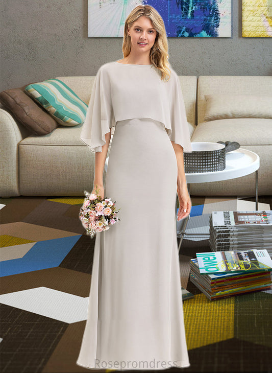 Kali Sheath/Column Square Neckline Floor-Length Chiffon Bridesmaid Dress SRSP0012979