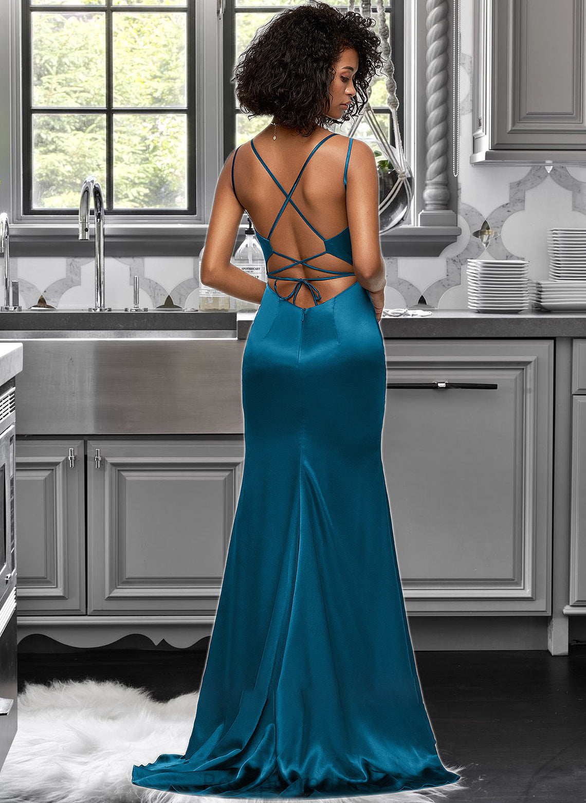 Itzel Trumpet/Mermaid V-neck Sweep Train Bridesmaid Dress SRSP0012993