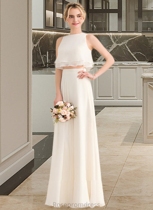 Arianna A-Line Scoop Neck Floor-Length Chiffon Bridesmaid Dress With Cascading Ruffles SRSP0012999