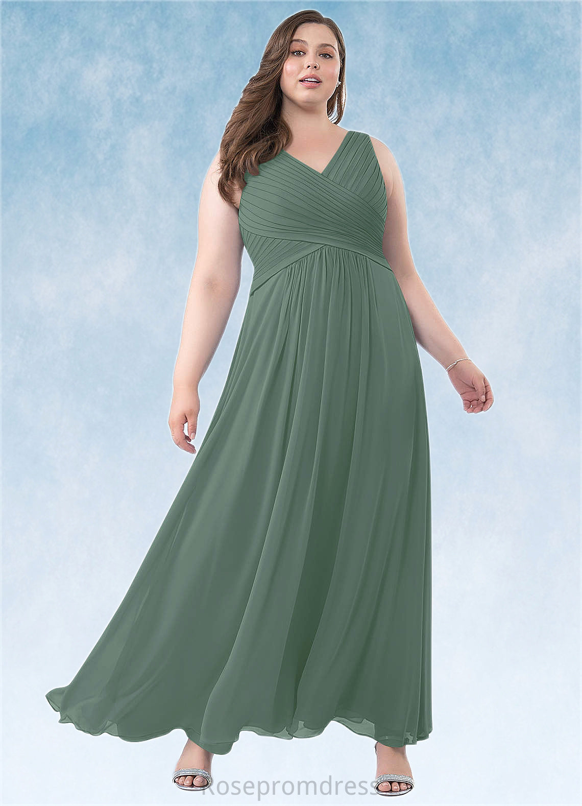 Sharon A-Line Pleated Chiffon Floor-Length Dress SRSP0019699