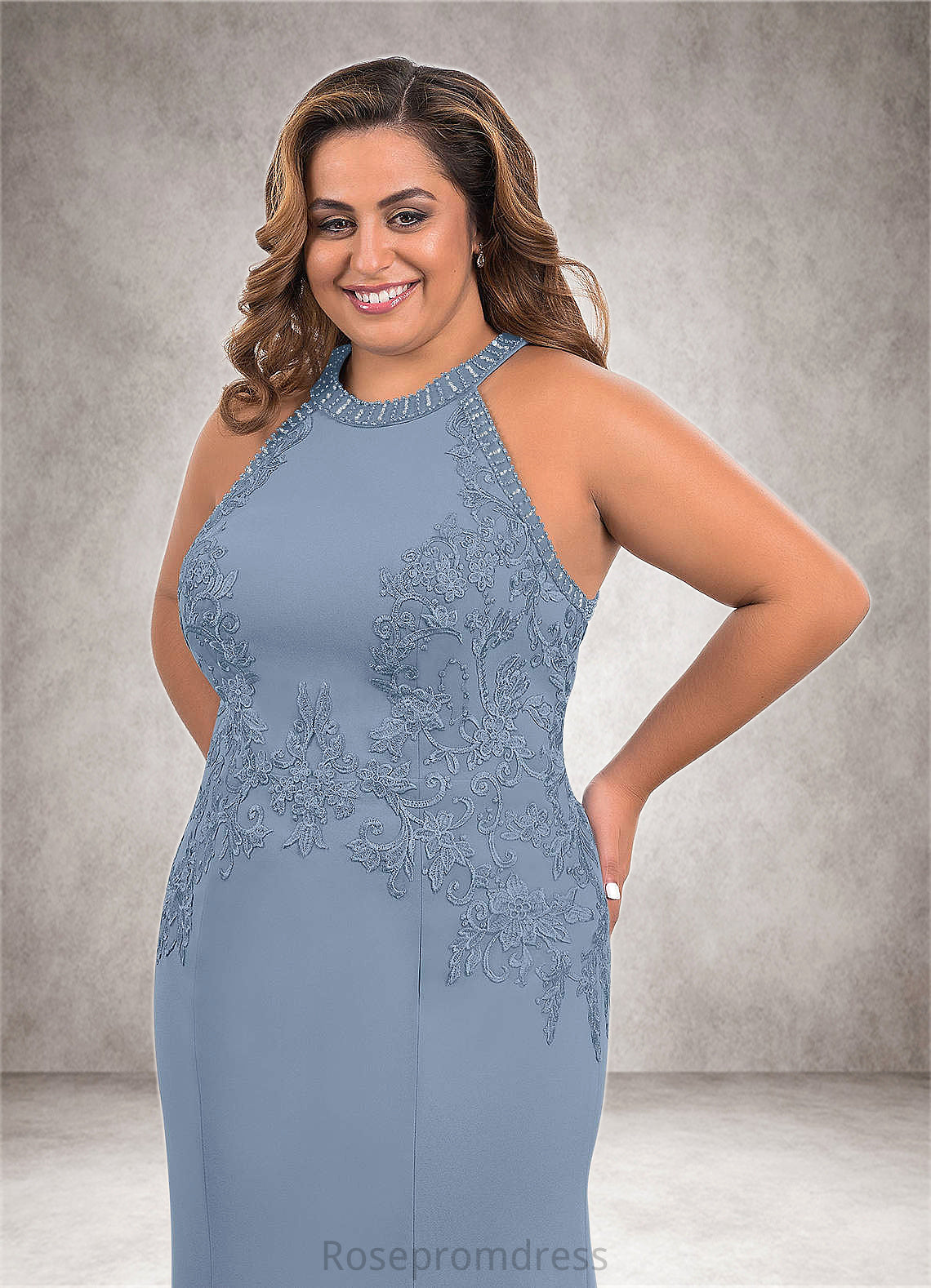Mollie Mermaid Sequins Stretch Crepe Sweep train Dress SRSP0019825