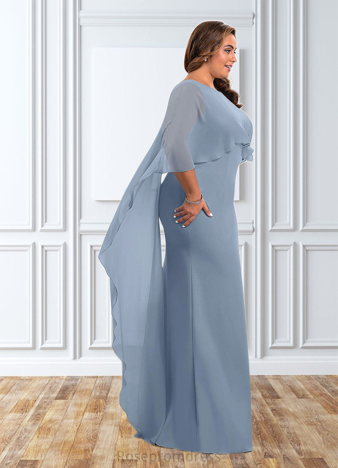 Rosa Sheath Chiffon Floor-Length Dress SRSP0019827