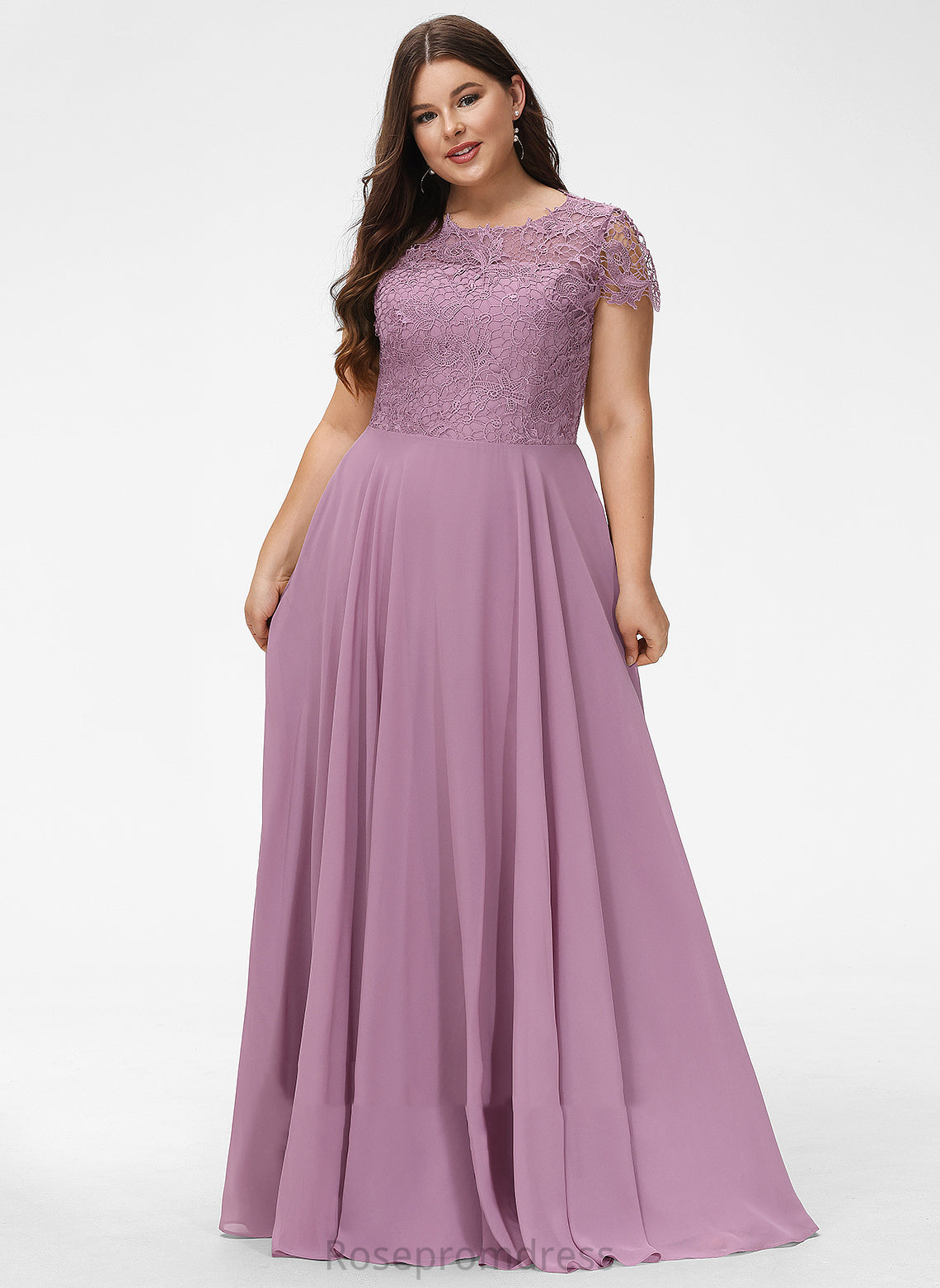 Length Floor-Length Fabric Straps&Sleeves Scoop Lace Silhouette A-Line Neckline Princess Bridesmaid Dresses