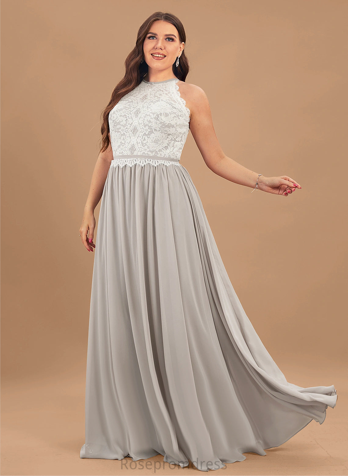 Neckline Length Floor-Length Scoop Straps&Sleeves Silhouette Fabric Lace A-line Haley Natural Waist A-Line/Princess Bridesmaid Dresses