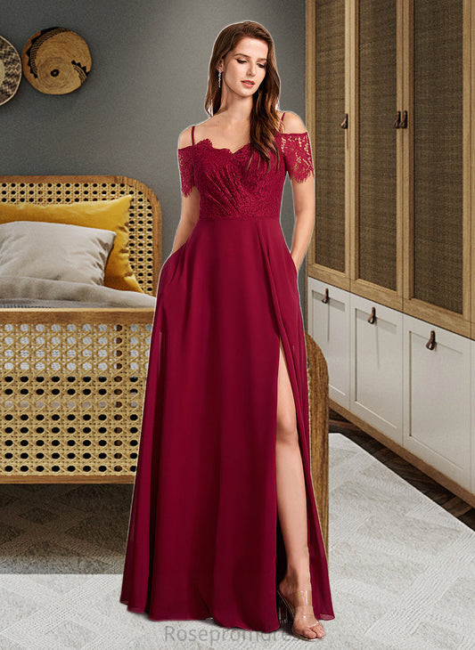 Louisa A-Line V-neck Floor-Length Bridesmaid Dress SRSP0013000