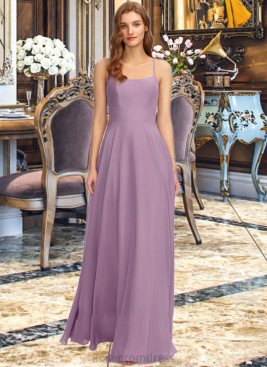 Litzy A-Line Scoop Neck Floor-Length Chiffon Bridesmaid Dress With Pockets SRSP0013017