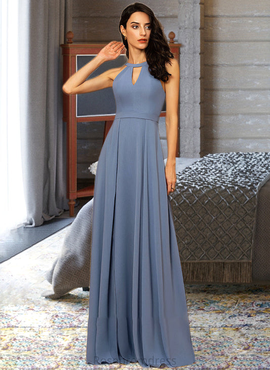 Jacquelyn A-Line Scoop Neck Floor-Length Chiffon Bridesmaid Dress SRSP0013018