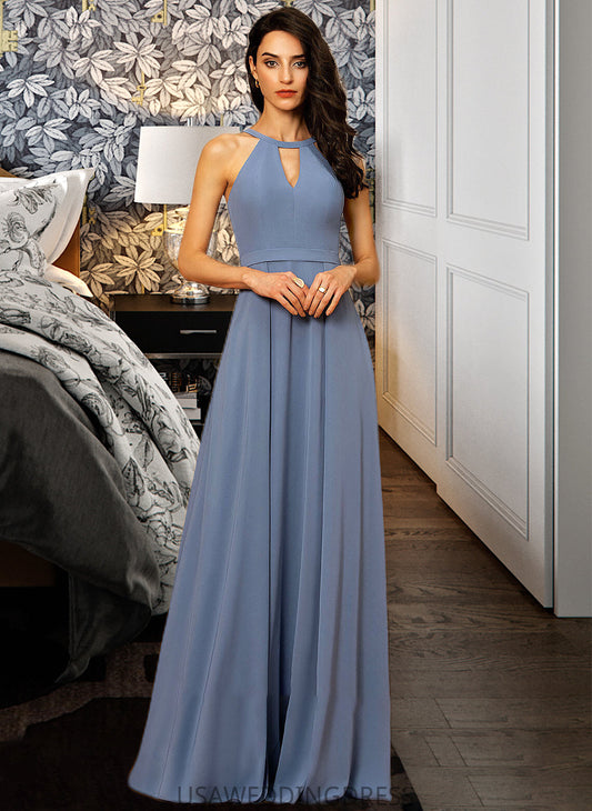 Anna A-Line Scoop Neck Floor-Length Chiffon Bridesmaid Dress DSP0013018