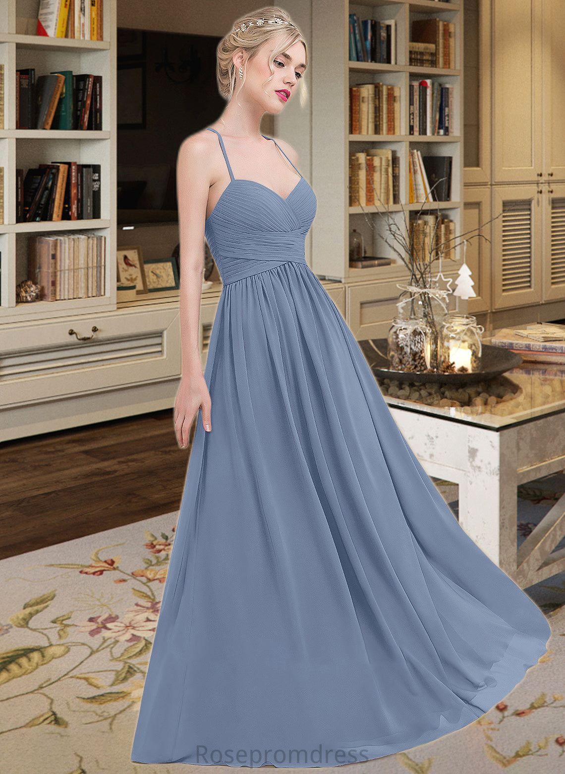 Alejandra A-line Sweetheart Floor-Length Chiffon Bridesmaid Dress With Ruffle SRSP0013020