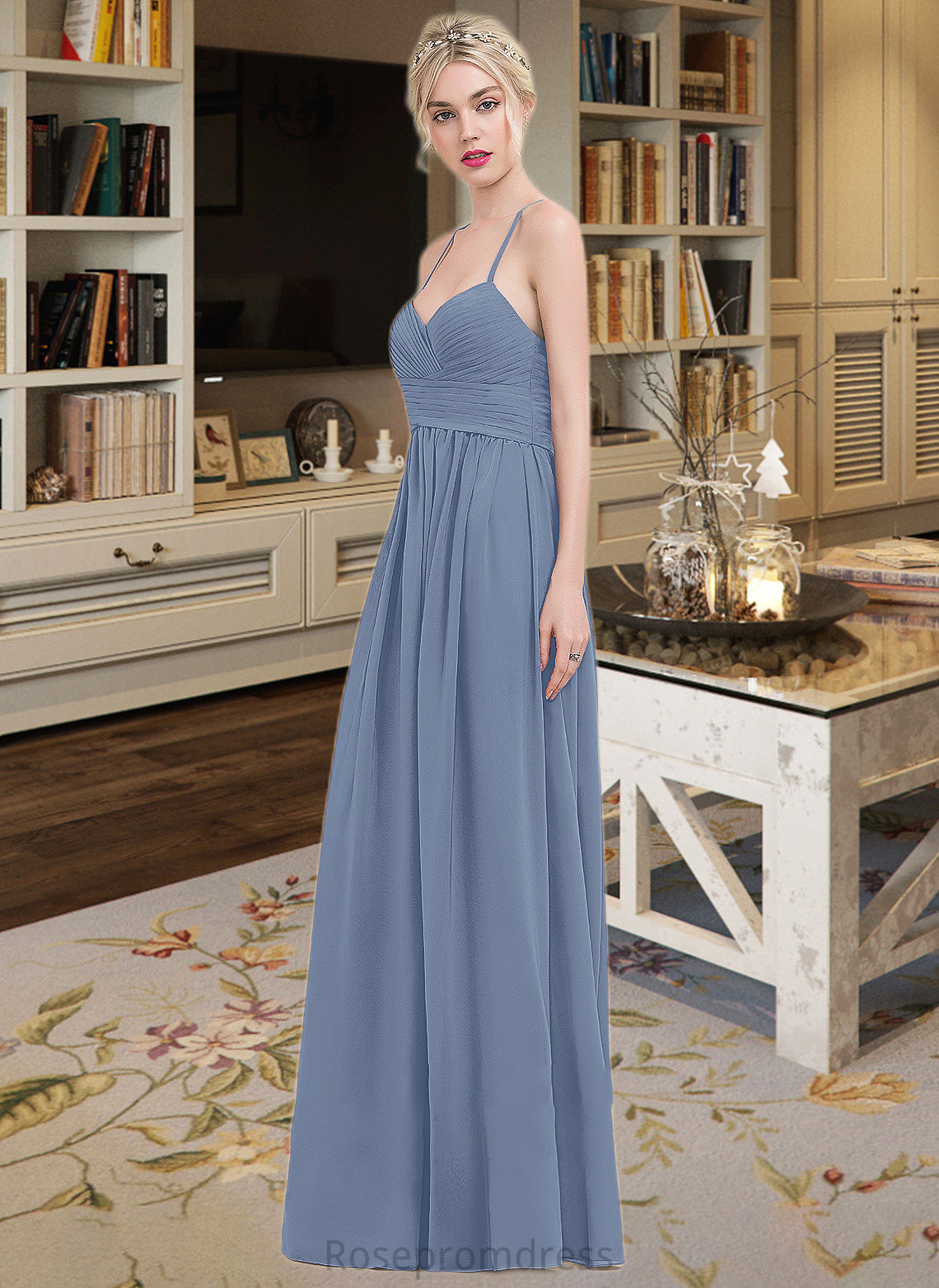 Alejandra A-line Sweetheart Floor-Length Chiffon Bridesmaid Dress With Ruffle SRSP0013020