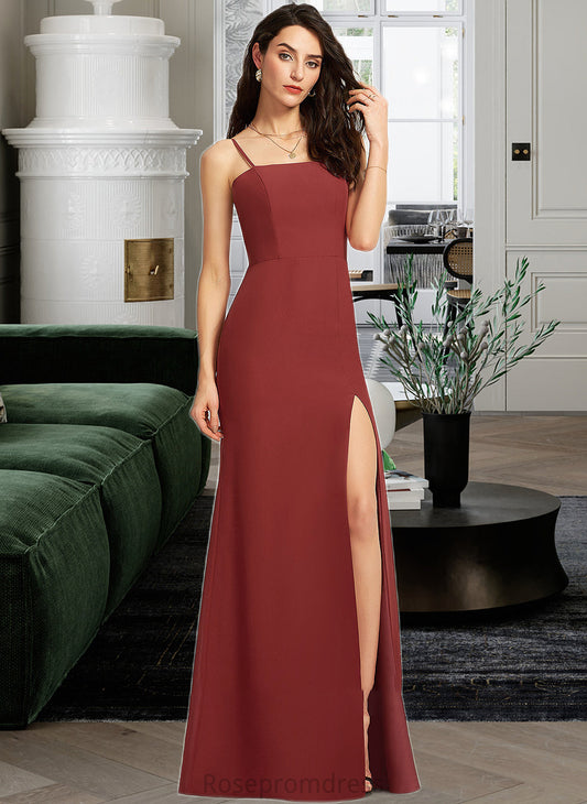 Cailyn Sheath/Column Square Neckline Floor-Length Bridesmaid Dress With Split Front SRSP0013026